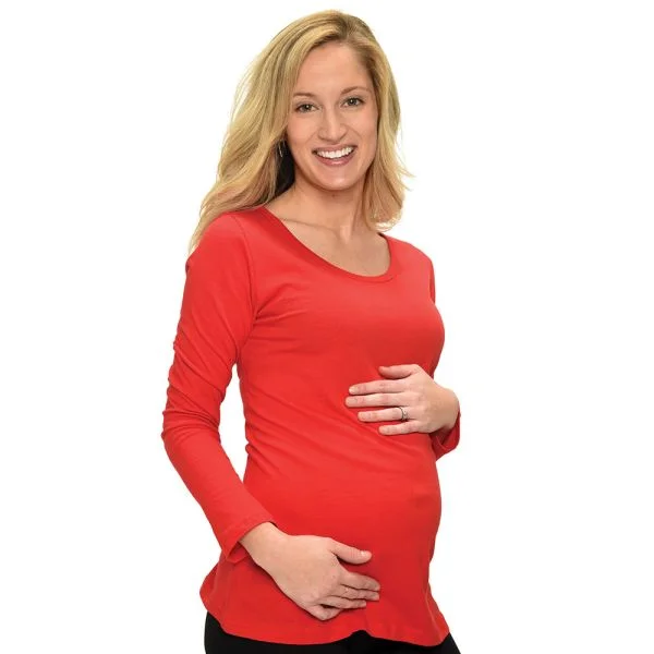 Maternity 100% Cotton Long Sleeve Tee Seamless Knitted Crochet