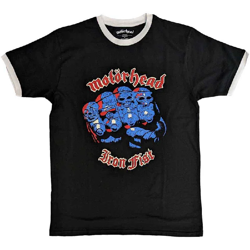 Motorhead | Official Band Ringer T-Shirt | Iron Fist Fitted T-Shirt Seamless Stretchy Motorhead | Official Band Ringer T-Shirt | Iron Fist Fitted T-Shirt Seamless Stretchy