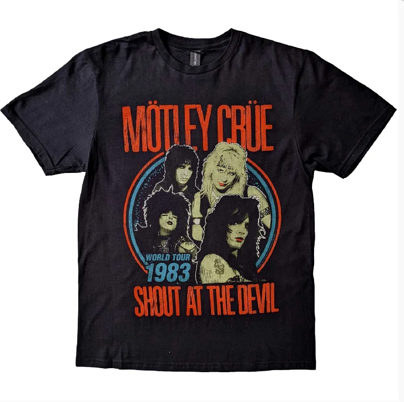 Motley Crue | Official Band T-Shirt | Vintage World Tour Devil Print Jacquard Patchwork