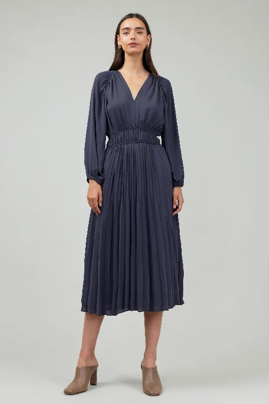 NYLAND Marianne Pleated Midi Dress Stylish Pleated Skirt Midi Dress