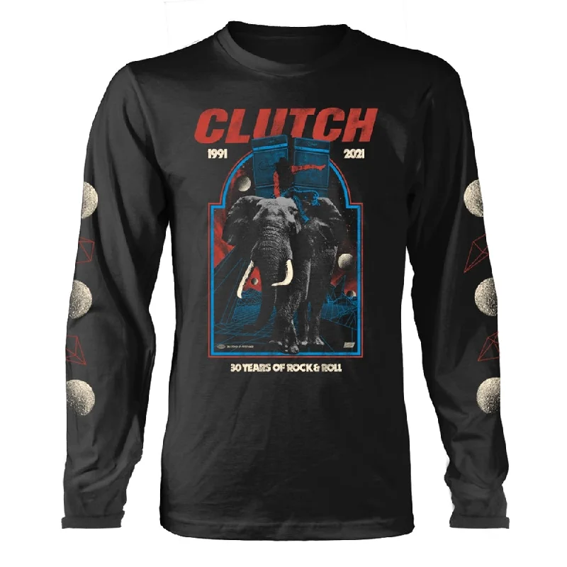 Clutch Unisex Long Sleeved T-shirt: Elephant (Black) (back print) Machine Wash Dry Clean Hand Wash