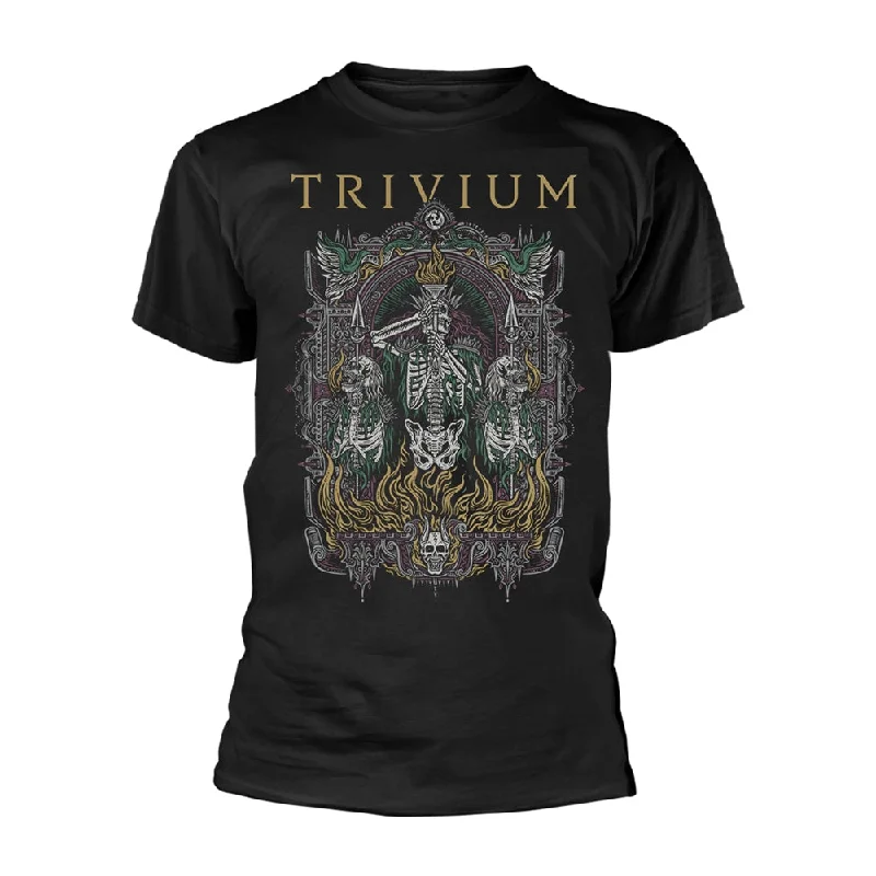 Trivium Unisex T-shirt: Skelly Frame (2) Satin Fabric Silk Fabric Chiffon Fabric