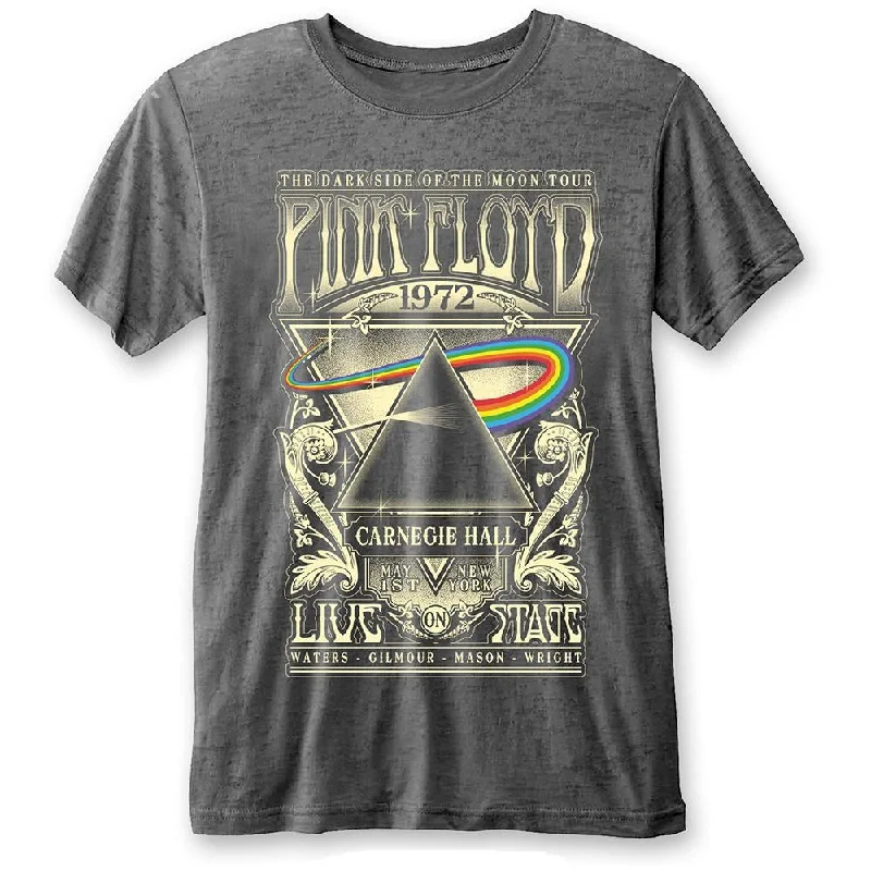 Pink Floyd Unisex Fashion T-Shirt: Carnegie Hall (Burn Out) Silk Blend Satin Velvet