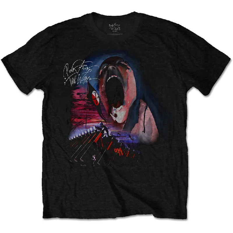 Pink Floyd | Official Band T-Shirt | The Wall Scream & Hammers Thin T-Shirt Open Front Quick Dry