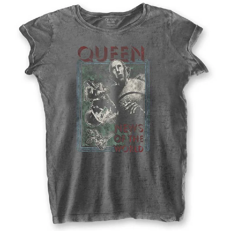 Queen Ladies T-Shirt: News of the World (Burn Out) Anti-Shrink Durable Soft