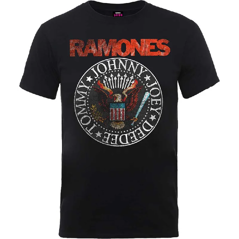 Ramones | Official Band T-Shirt | Vintage Eagle Seal Basic T-Shirt Crew Neck Short Sleeve