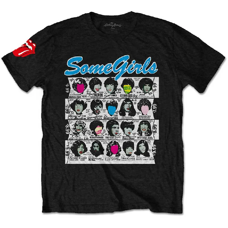 The Rolling Stones | Official Band T-Shirt | Some Girls Album (Sleeve Print) V-Neck T-Shirt Long Sleeve Cotton