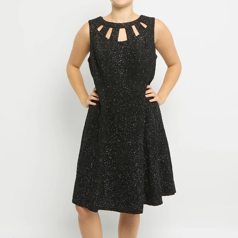 Scoop Neck Sparkly Midi Dress - UK 14 Stylish Button-Down Midi Dress