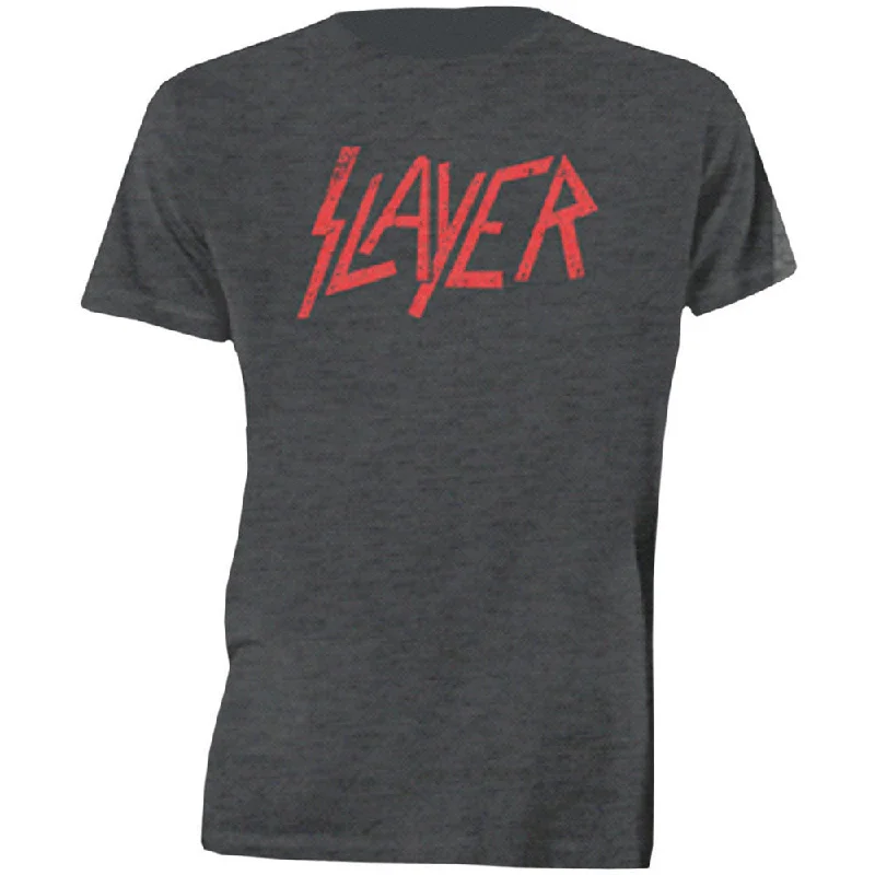 Slayer | Official Band T-Shirt | Distressed Logo Chenille Fabric Brocade Fabric Lace Fabric