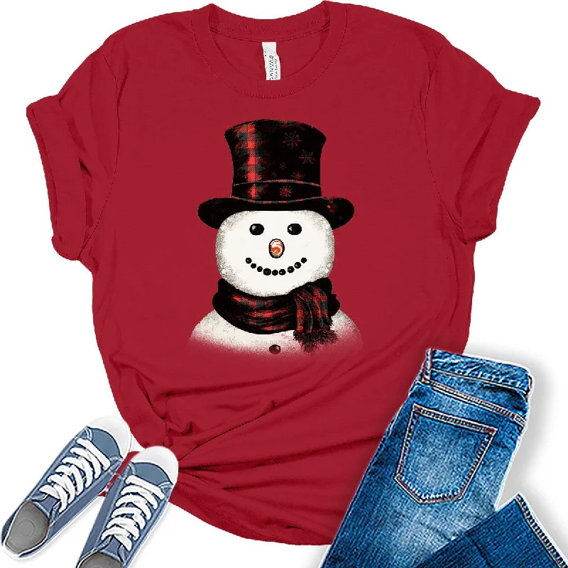 Christmas Shirts for Womennowman T-Shirt Winter Graphic Tees Machine Wash Dry Clean Hand Wash