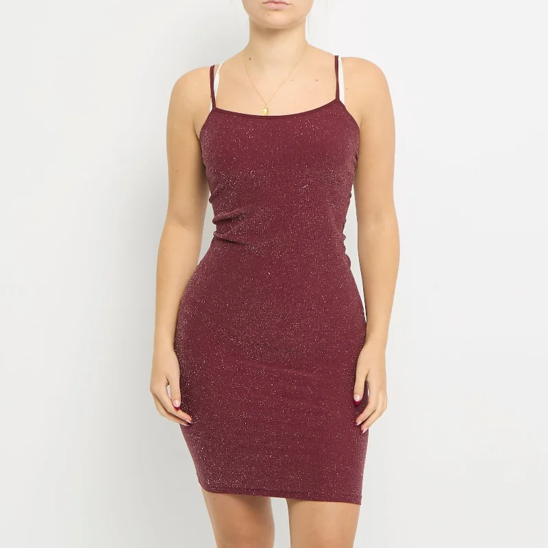 Sparkly Elasticated Bodycon Midi Dress - UK 10 Stylish High-Waisted Midi Dress