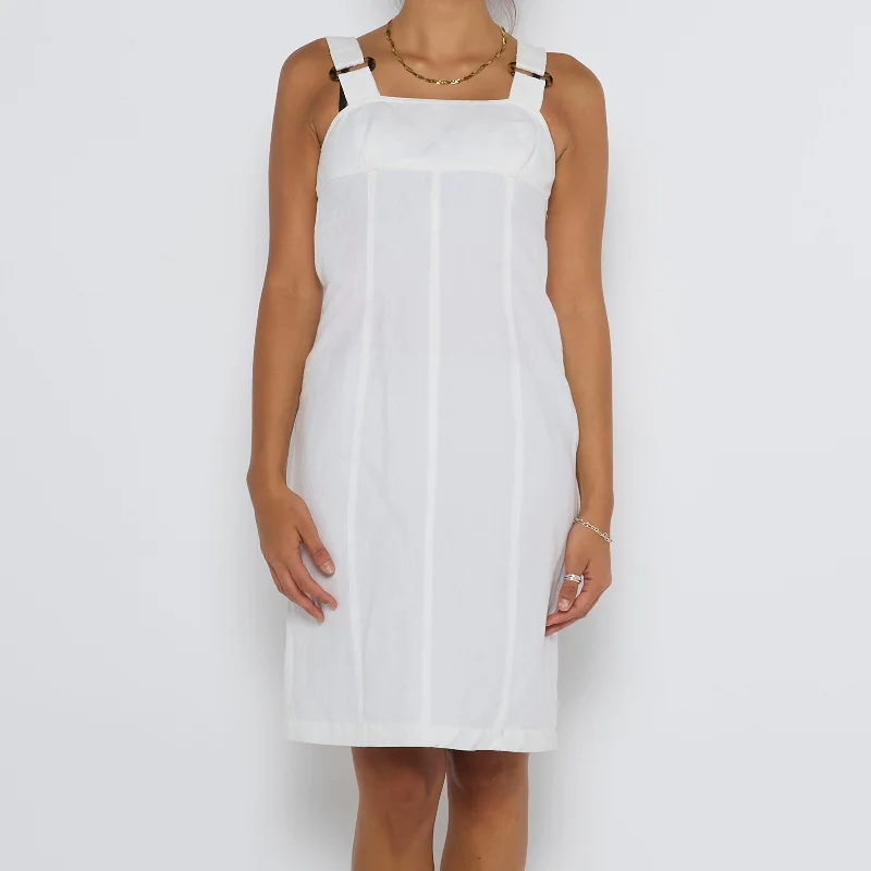 Strappy Linen Midi Dress - UK 8 Comfortable Button Front Midi Dress