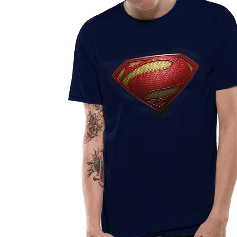 Superman Textured Logo Unisex T-Shirt XXL Fan Apparel Anti-Pilling Machine Wash Handmade