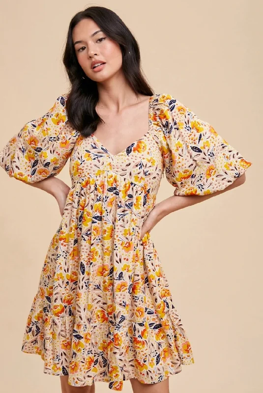 Sweetheart Floral Print Mini Dress Trendy Mini Dress with Belt