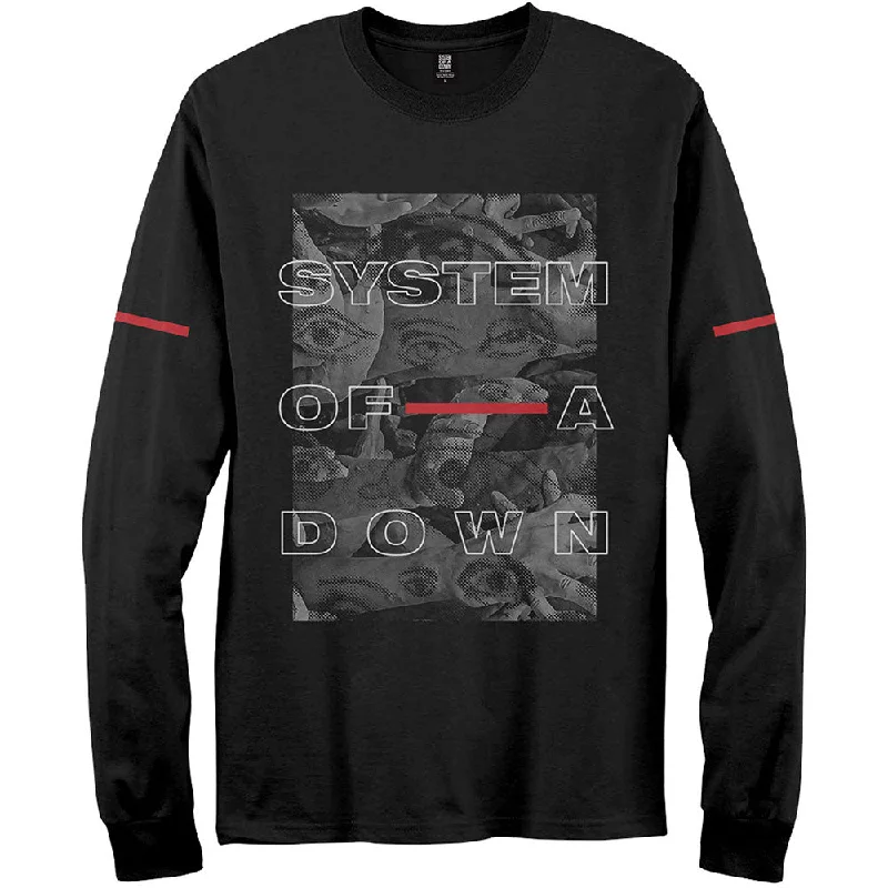 System Of A Down Unisex Long Sleeved T-Shirt: Eye Collage Anti-Pilling Machine Wash Handmade