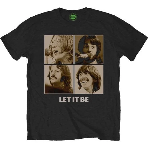 The Beatles | Official Band T-Shirt | Let It Be Sepia Mesh Blend Leather Blend Suede Blend