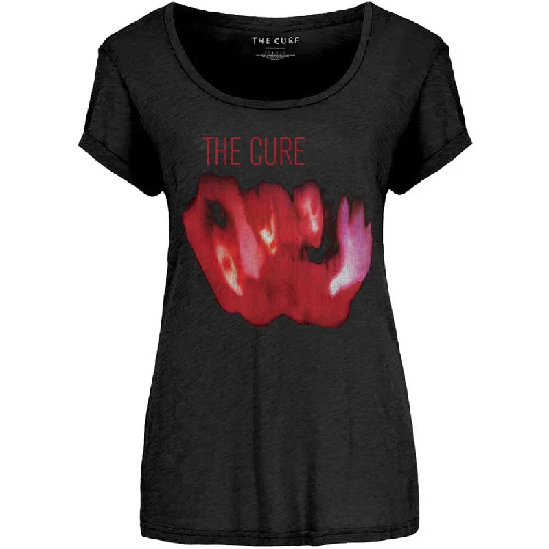 The Cure Ladies T-Shirt: Pornography (Scoop Neck) Graphic Embroidered Appliqued