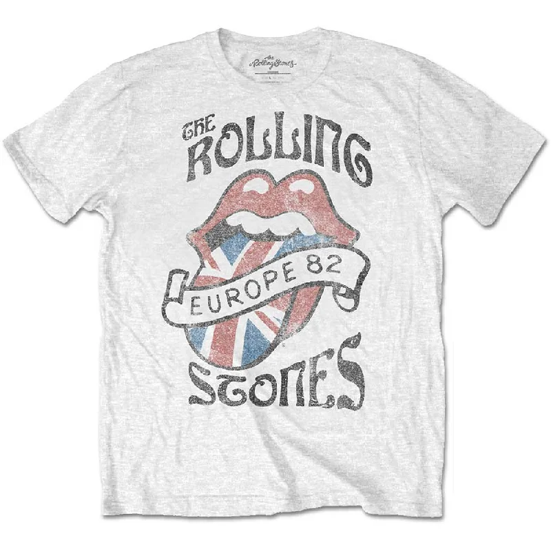 The Rolling Stones | Official Band T-Shirt | Europe 82 Collared T-Shirt Boat Neck A-Line