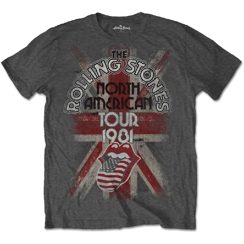 The Rolling Stones | Official Band T-Shirt | North American Tour 1981 Graphic T-Shirt Round Neck Polyester