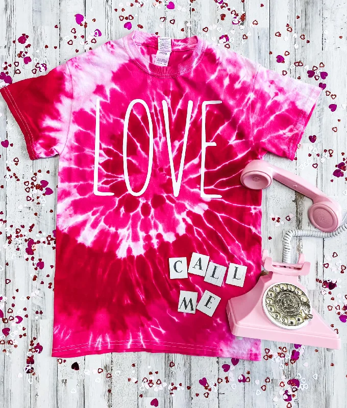 "Tie Dye Love" Graphic Tee Hooded Caped Shawl Collar