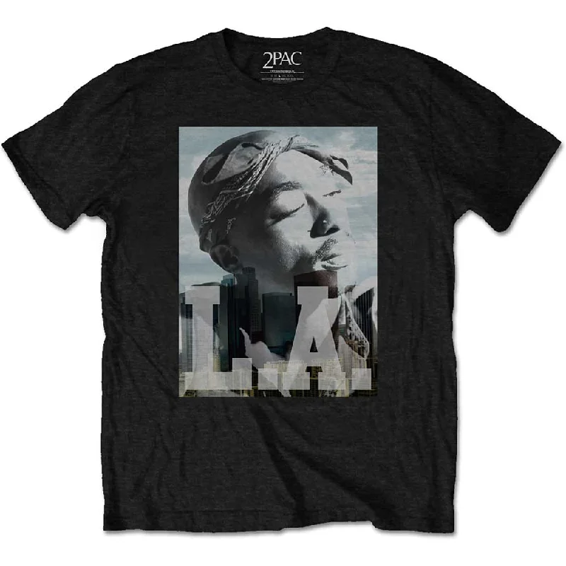 Tupac | Official Band T-Shirt | LA Skyline Polka Dot Checkered Tartan