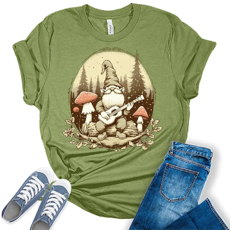 Women's Cottagecore Gnome Mushroom Fall Graphic Tees Wool Fabric Cashmere Fabric Tweed Fabric