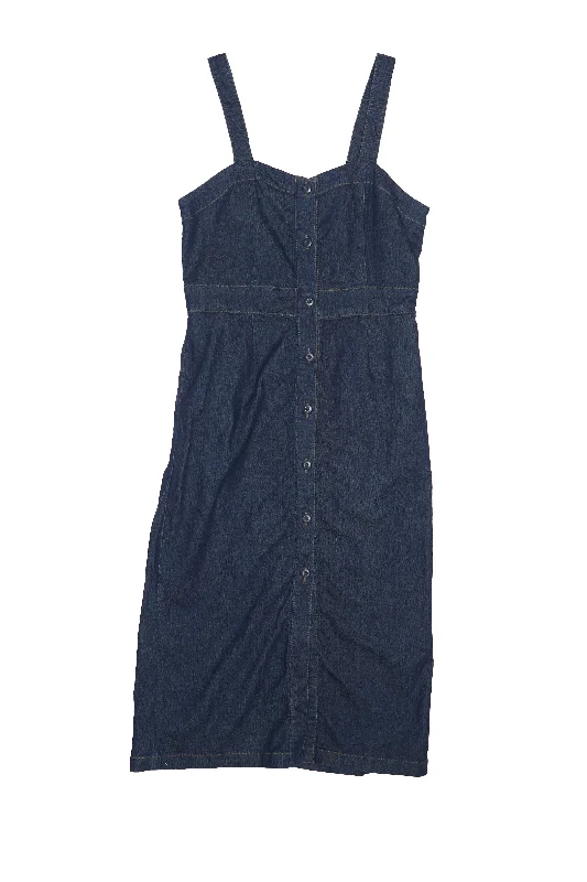 Denim Midi Dress - M Stylish Wraparound Midi Dress