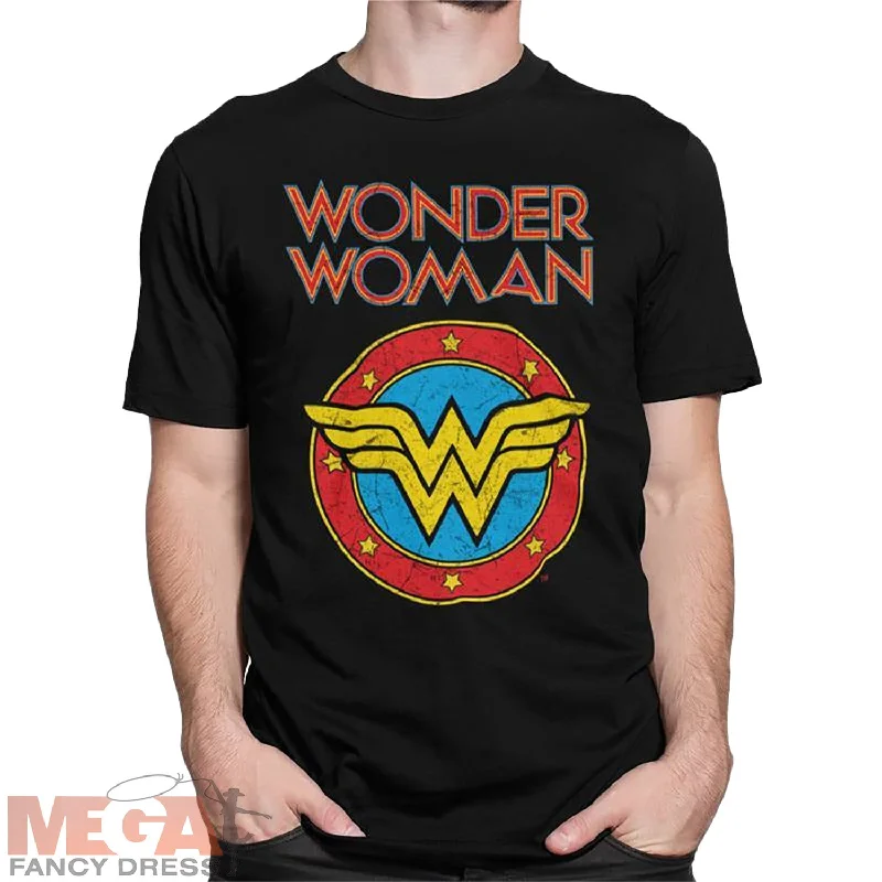 Unisex Wonder Woman Vintage Logo T-Shirt DC Universe Rayon Fabric Velvet Fabric Corduroy Fabric