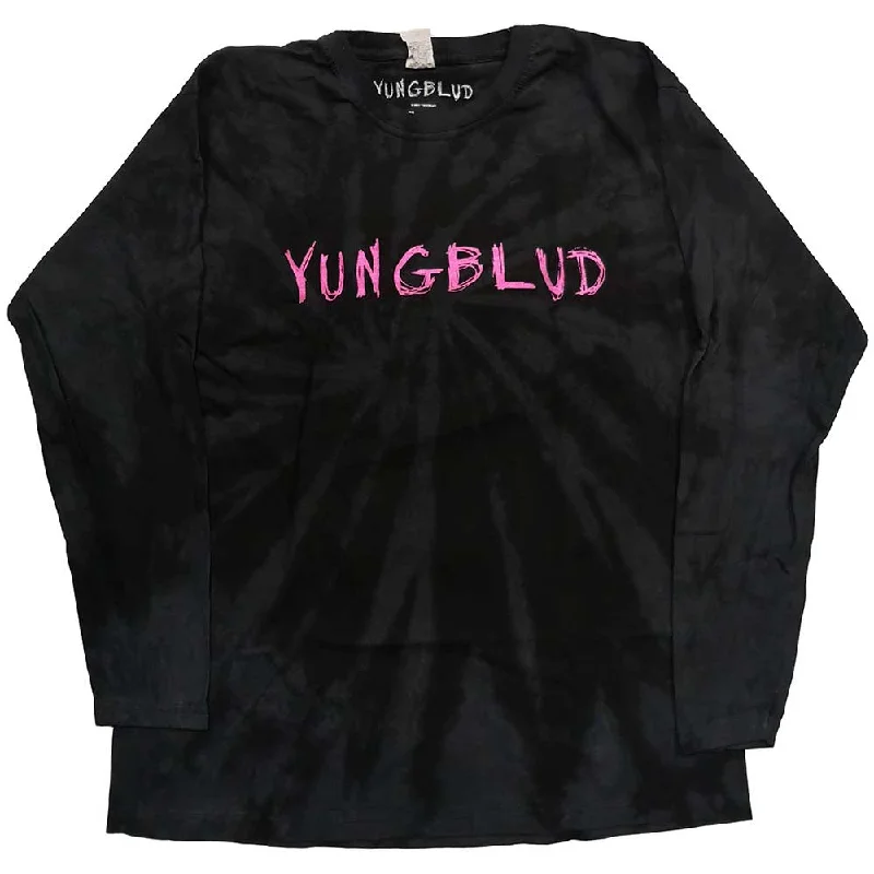 Yungblud Unisex Long Sleeved T-Shirt: Scratch Logo (Dip-Dye) Nylon Fabric Polyester Fabric Spandex Fabric