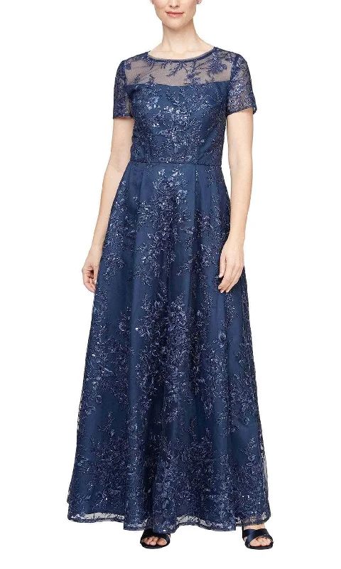 Alex Evenings 81171556 - Sheer Neckline Embroidered A-Line Gown