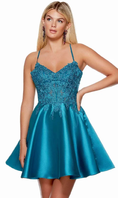 Alyce Paris 3145 - Lace Bodice A-Line Homecoming Dress