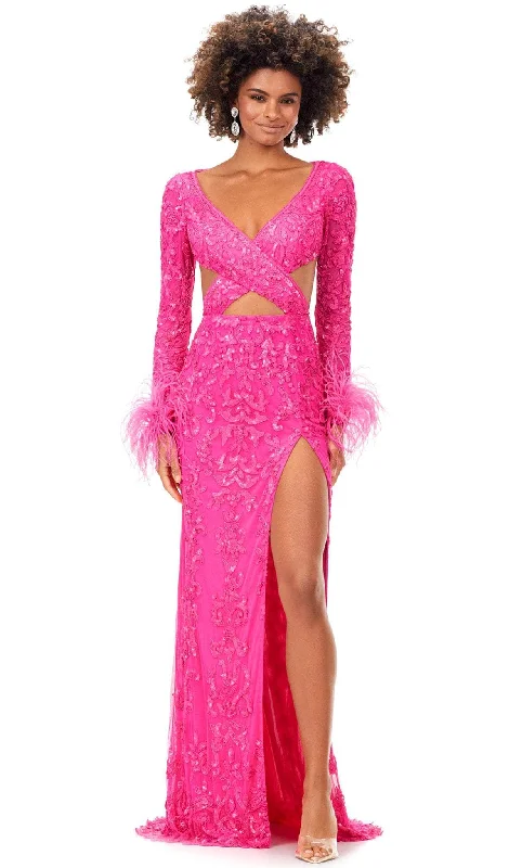 Ashley Lauren 11364 - Deep V-Neck Cutout Evening Gown
