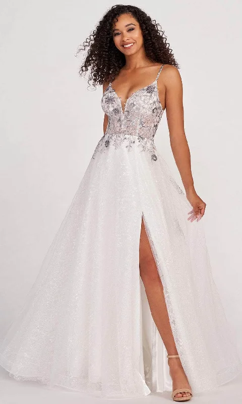 Colette By Daphne CL2064 - Plunging Neck Slit A-line Gown