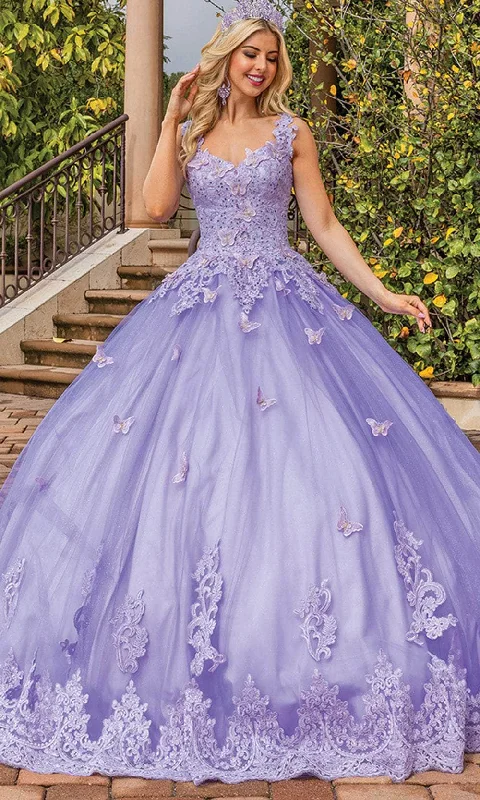 Dancing Queen 1411A - Appliqued Embroidered Long Gown