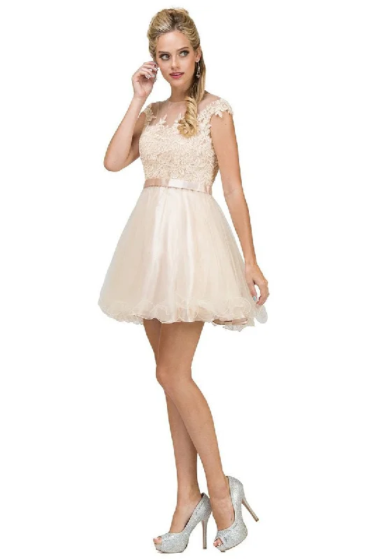 Dancing Queen -2153SC Lace Bodice Fit and Flare Cocktail Dress