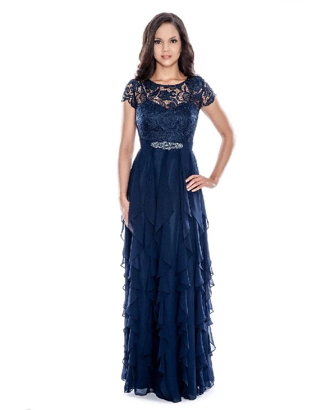 Decode 1.8 - Cap Sleeve Lace Bodice Ruffled Chiffon Dress 183167SC