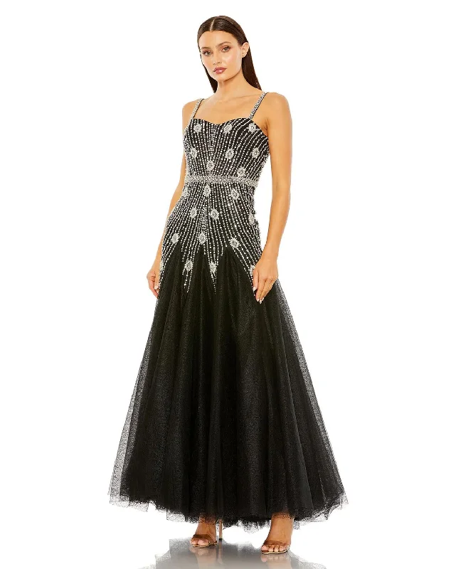 Mac Duggal 2236 Long Slim Strap Embellished Bustier Dress
