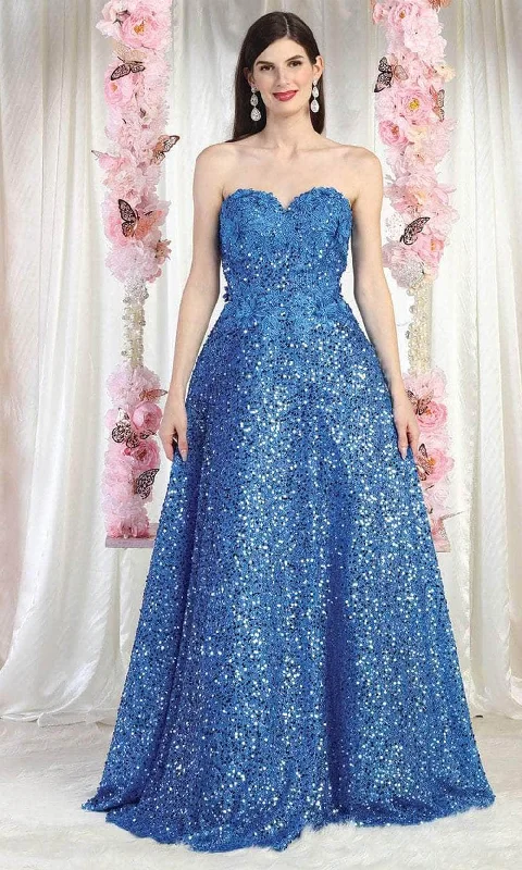 May Queen RQ8025 - Sweetheart Sequin Appliqued Prom Gown