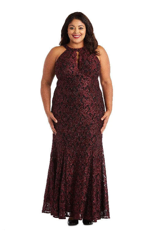 Nightway 21689W - Lace Cutout Trumpet Dress
