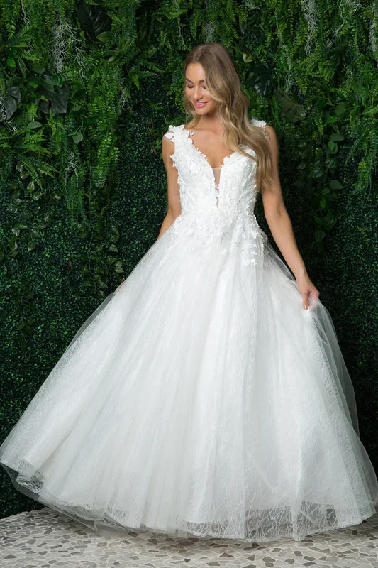 **Nox Anabel's Enchanting V-Neck Ball Gown: A Vision of Grace and Allure**
