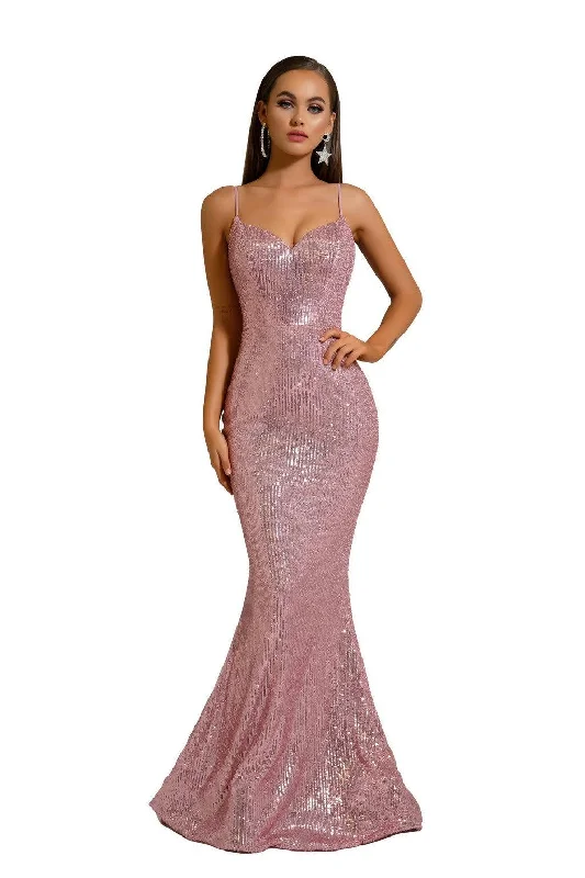 Portia and Scarlett PS6345 Long Spaghetti Strap Fitted Prom Gown