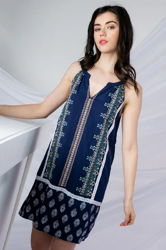 Short Embroidered V Neck Dress