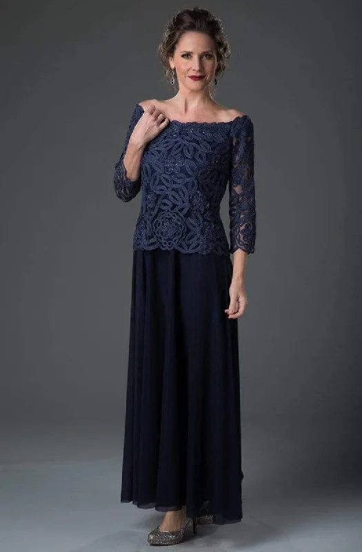 Soulmates - 1614SC Bateau Neck Embroidered A-line Dress