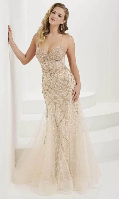 Tiffany Designs 16105 - Deep V-Neck Godets Evening Gown