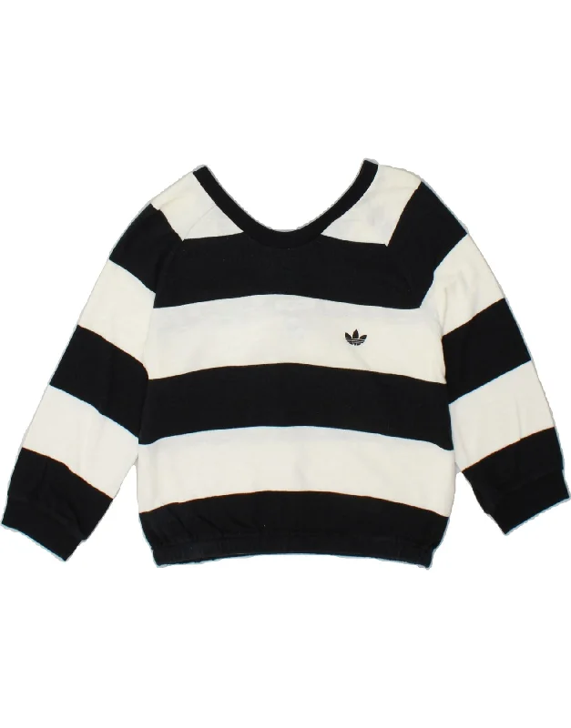 ADIDAS Womens Crop Sweatshirt Jumper UK 14 Medium Navy Blue Striped Hoodie with Hidden Zipper Minimalist Clean ADIDAS Womens Crop Sweatshirt Jumper UK 14 Medium Navy Blue Striped Hoodie with Hidden Zipper Minimalist Clean