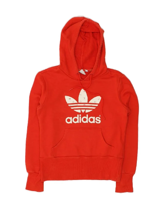 ADIDAS Womens Graphic Hoodie Jumper EU 38 Medium Red Cotton Hoodie with Elastic Waist Stretchable Comfortable ADIDAS Womens Graphic Hoodie Jumper EU 38 Medium Red Cotton Hoodie with Elastic Waist Stretchable Comfortable