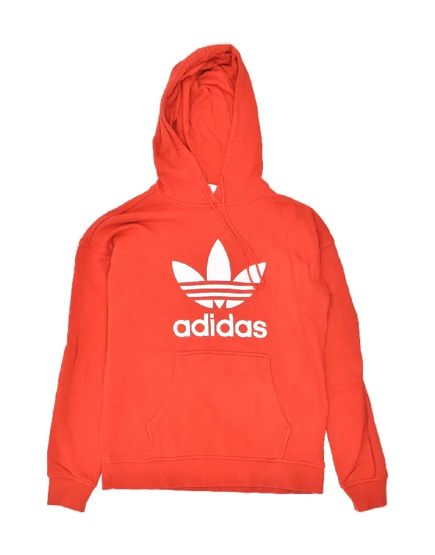 ADIDAS Womens Graphic Hoodie Jumper UK 6 XS Red Cotton Hoodie with V-Neck Classic Versatile