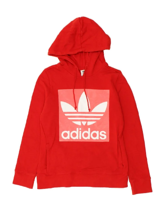 ADIDAS Womens Graphic Hoodie Jumper UK 8 Small Red Hoodie Sweatshirt Pullover