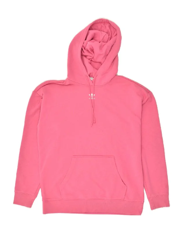 ADIDAS Womens Hoodie Jumper UK 8 Small  Pink Cotton Hoodie with Pattern Geometric Abstract