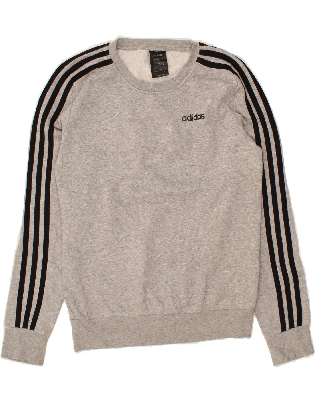 ADIDAS Womens Sweatshirt Jumper UK 4/6 XS Grey Cotton Hoodie with Belted Waist Structured Tailored